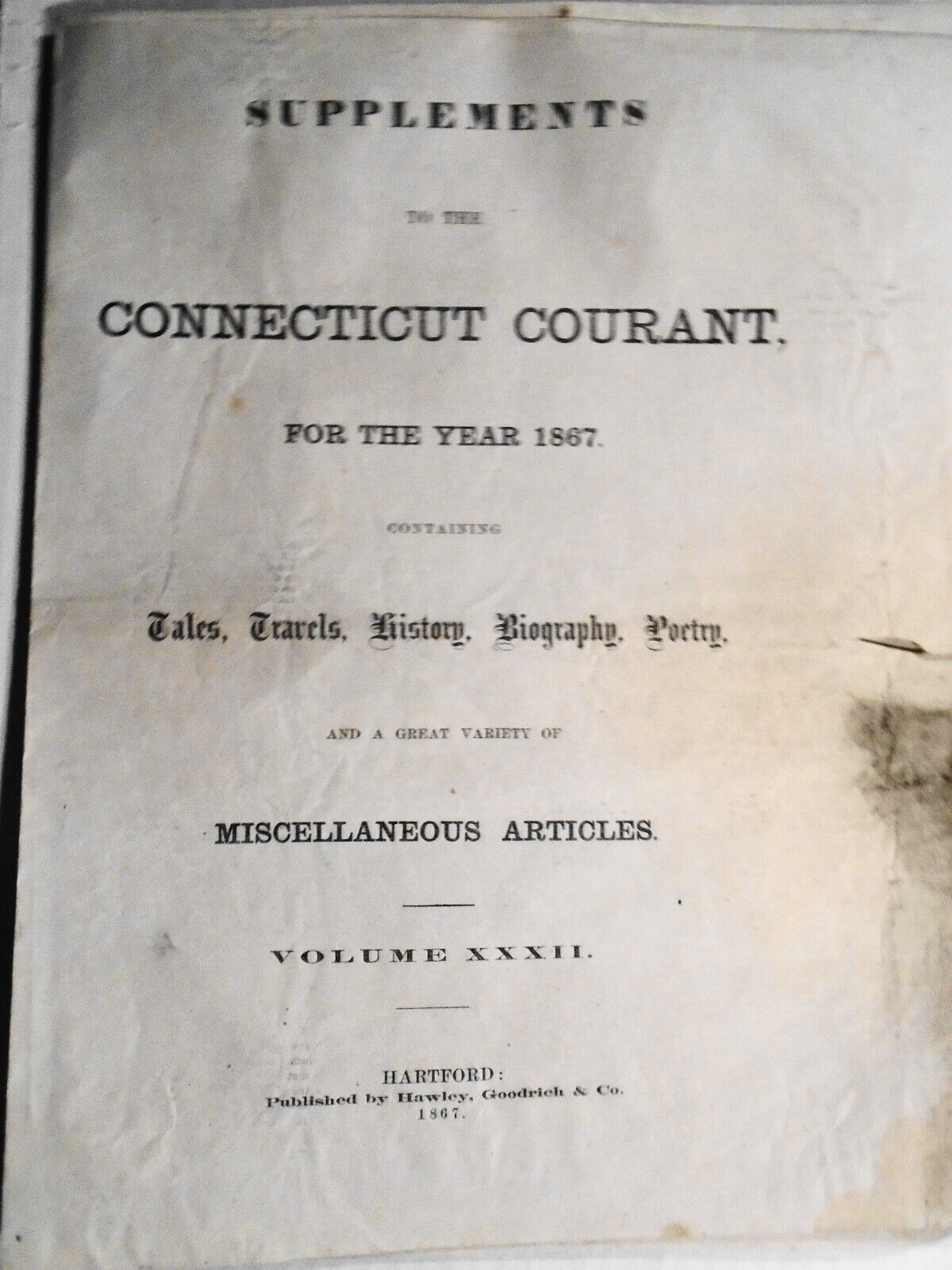 Supplement To The Connecticut Courant, January 12, 1867
