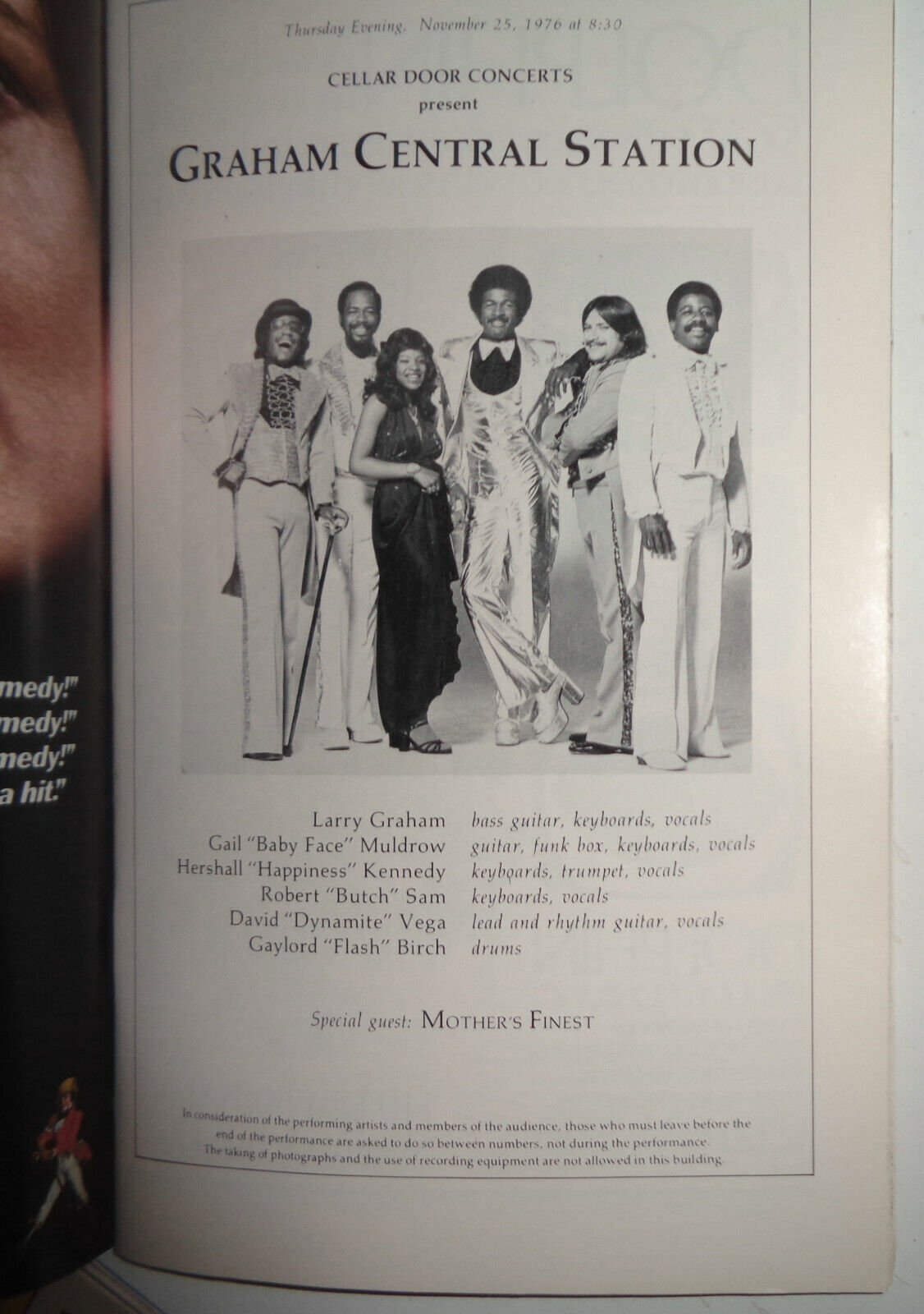 GRAHAM CENTRAL STATION / MELISSA MANCHESTER / AL JARREAU - STAGEBILL - NOV. 1976