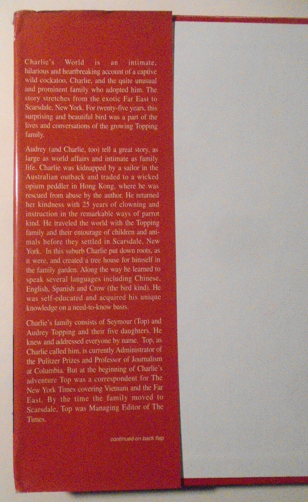 SIGNED Charlie's World: Improbable Adventures of a Hong Kong Cockatoo - Topping