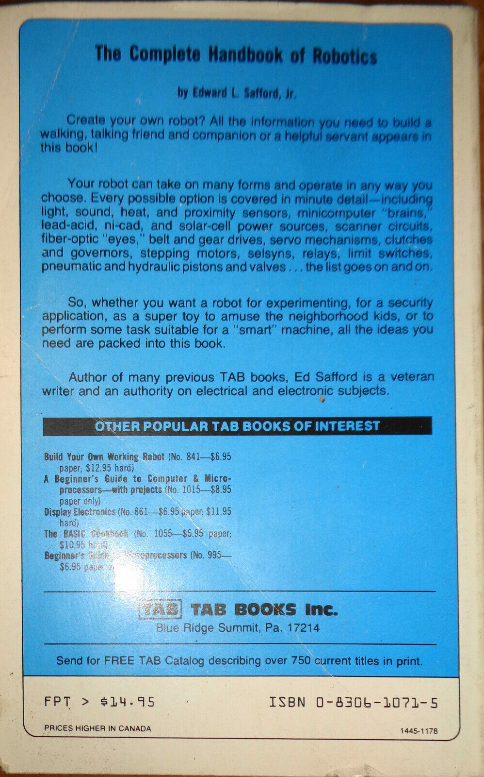 4 books on Robotics / Artificial Intelligence, Robot Vision, Projects, Handbook