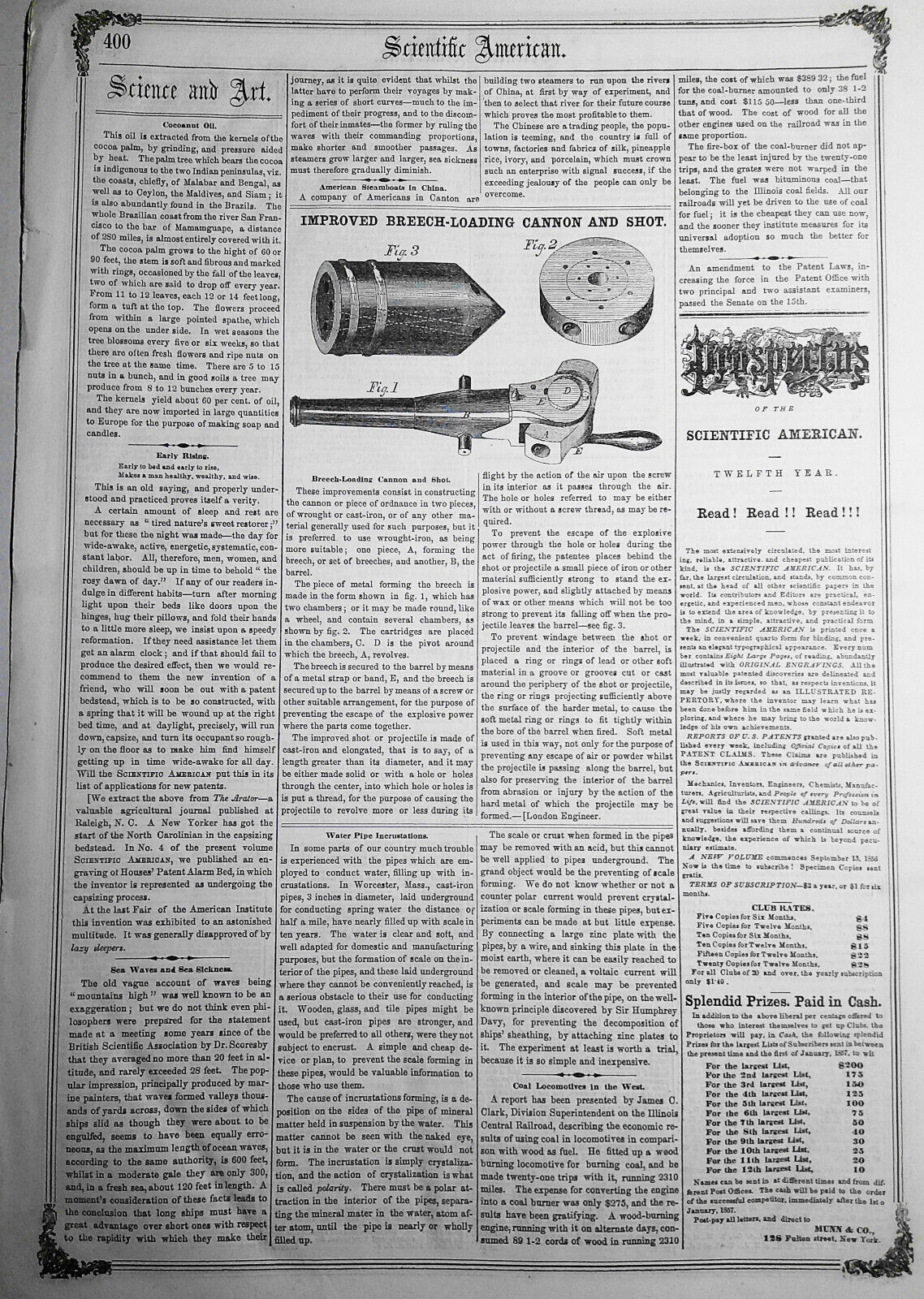 Scientific American, August 23, 1856. Qualifications of Engineers. Patents, etc.
