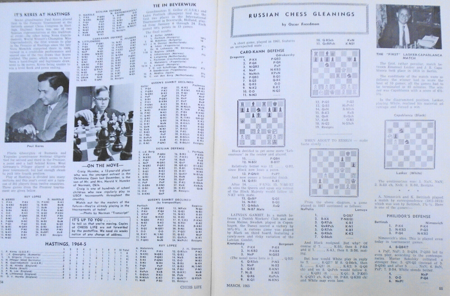 Chess Life, March 1965 - Hastings 1964-65, National Open, etc.