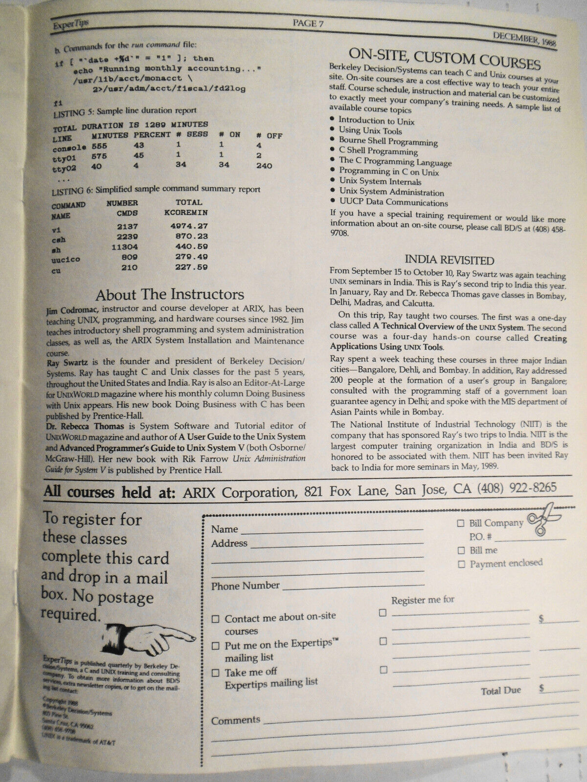ExperTips, December 1988 -- A C and UNIX Newsletter - Vol. 2, No. 2