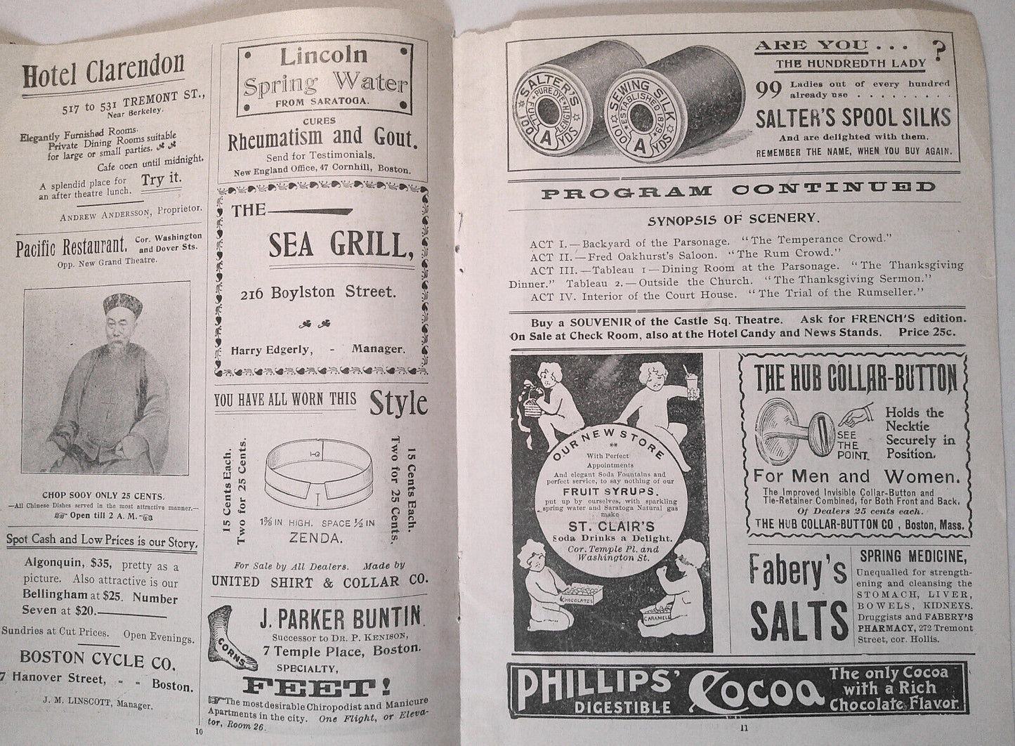 A Temperance Town : 6 Boston Theater program sections, 1892 - 1922