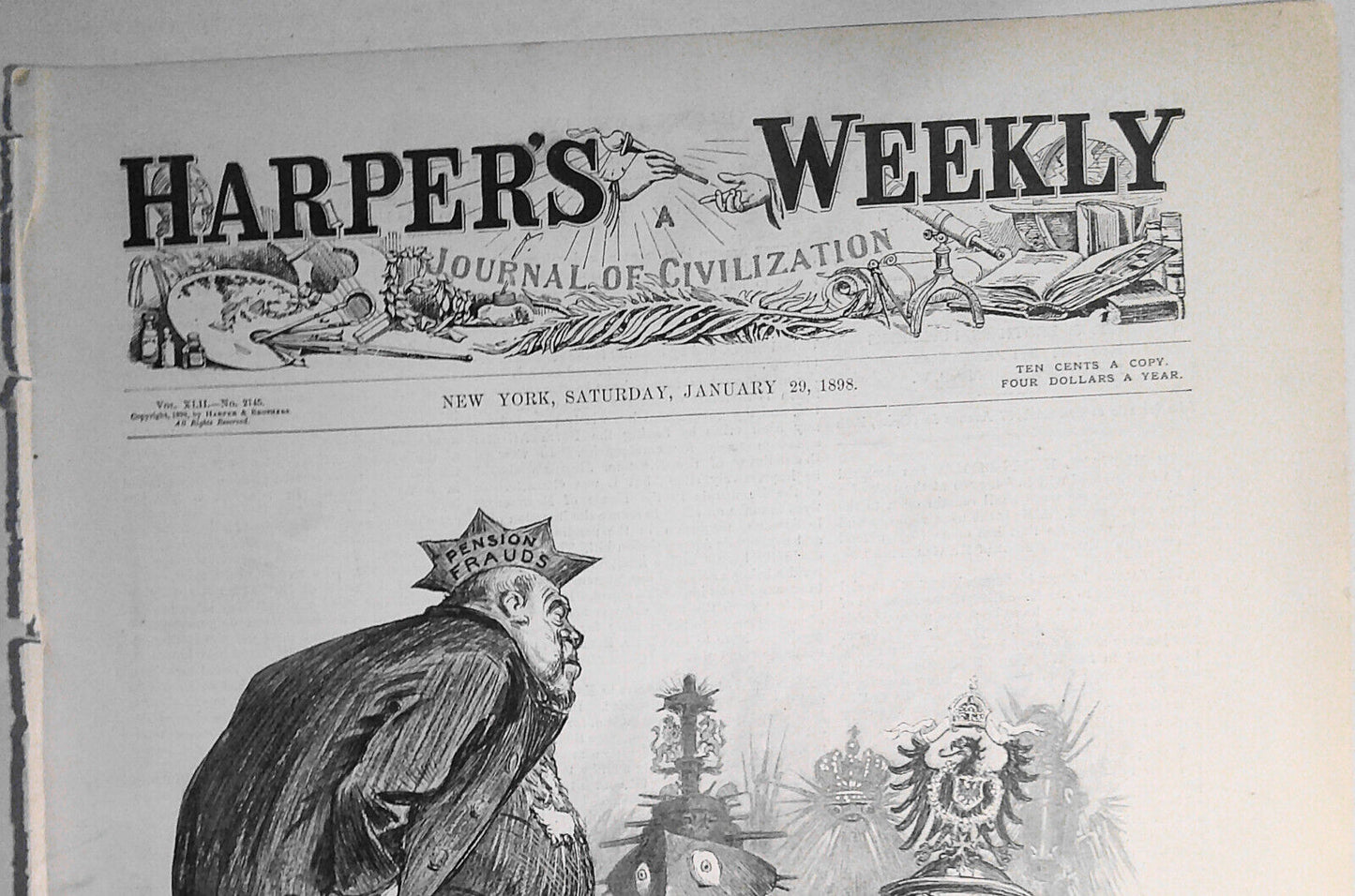 Our standing army of fraud, by W. A. Rogers. Harper's Weekly January 29, 1898