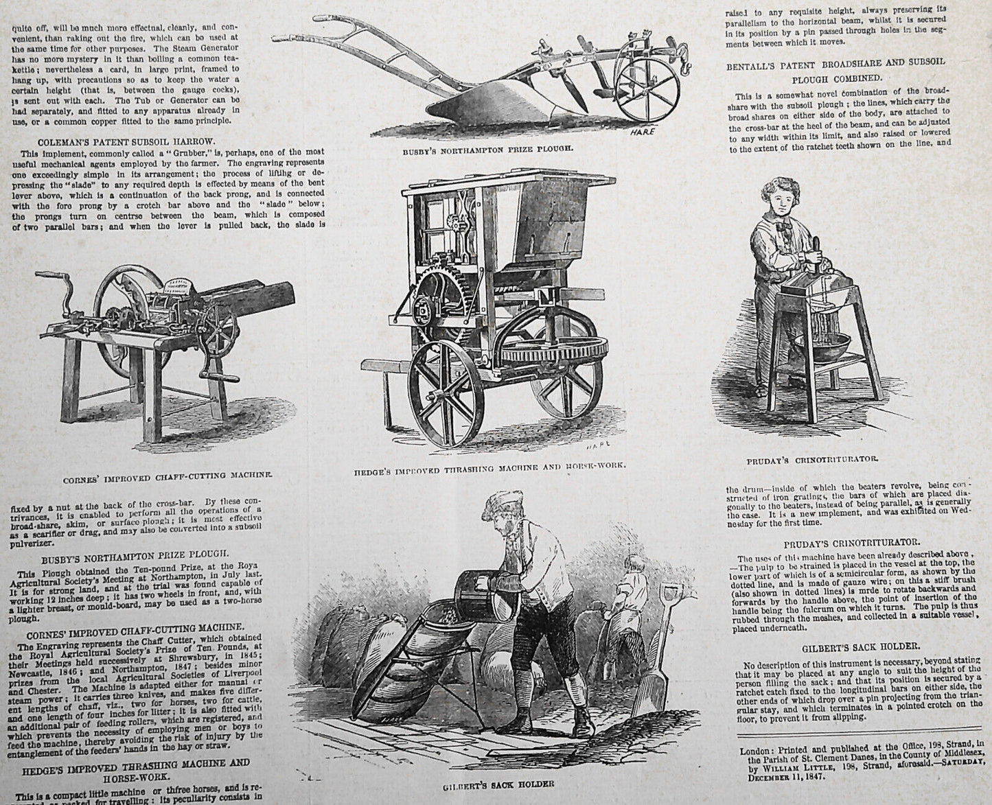 Prize Agricultural Implements at the Smithfield Club Cattle Show 1847. Original
