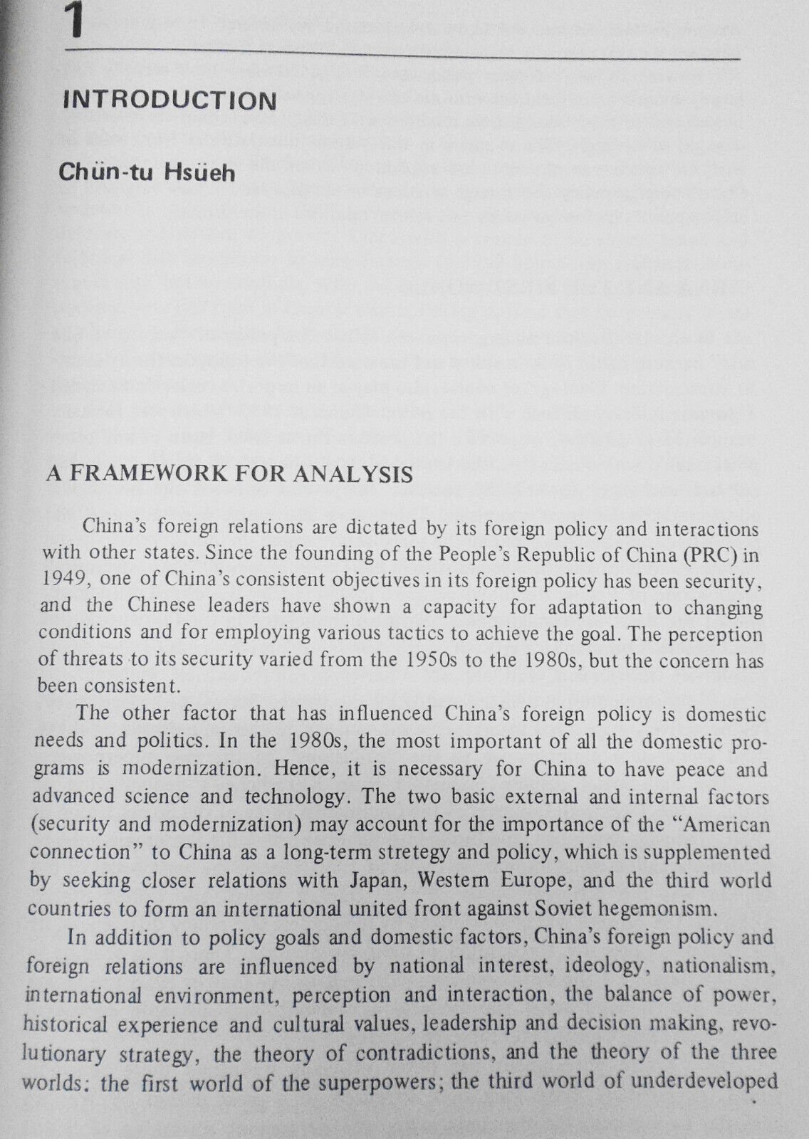 China's foreign relations : new perspectives, by Chün-tu Hsüeh. 1982 Hardcover