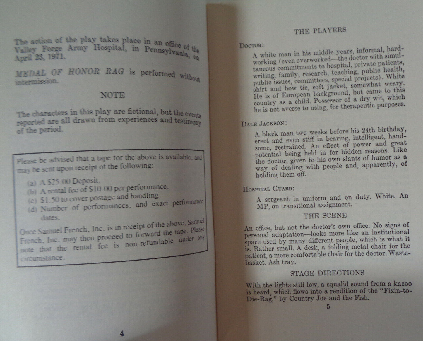 Medal of Honor rag : a full length play in one act, by Tom Cole. 1983