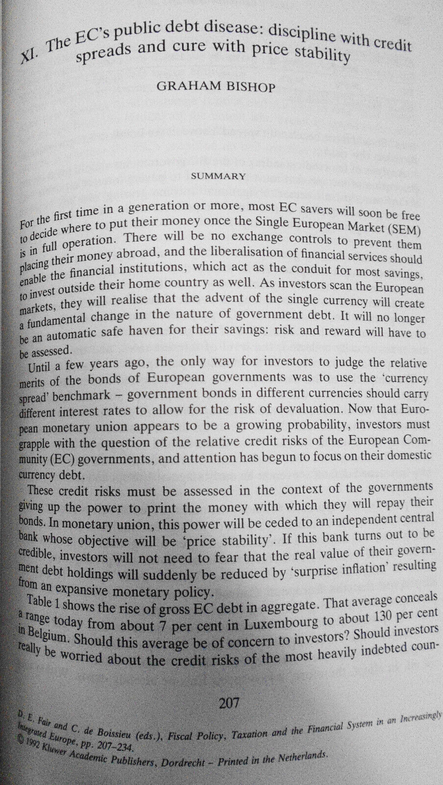 Fiscal policy, taxation, & financial system in an increasingly integrated Europe