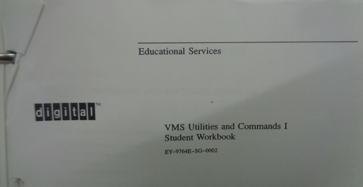 VMS Utilities and commands I student workbook - 1988 Digital Equipment Corp.