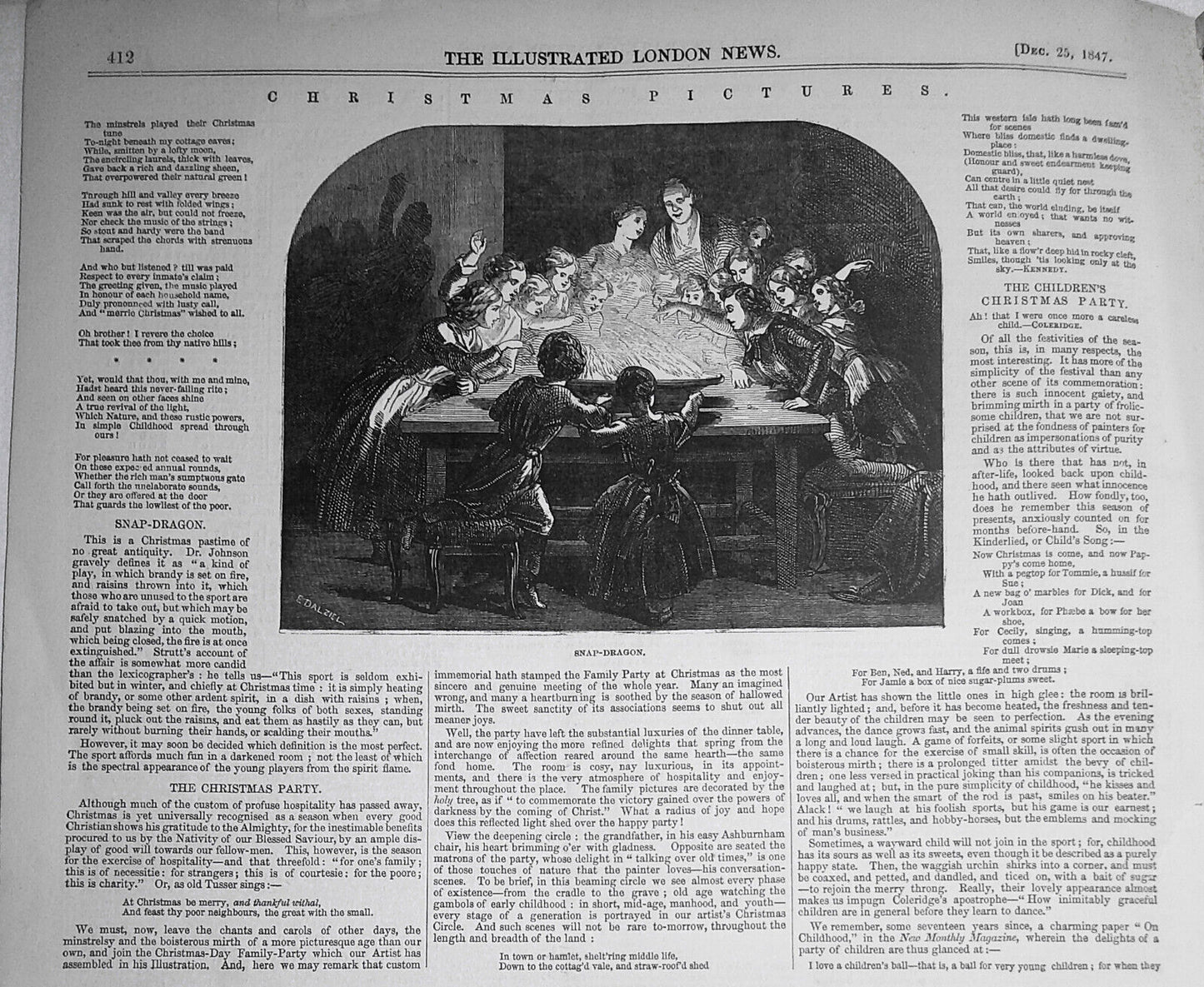 Christmas Pictures: 3 pages of scenes - Illustrated London News December 1847