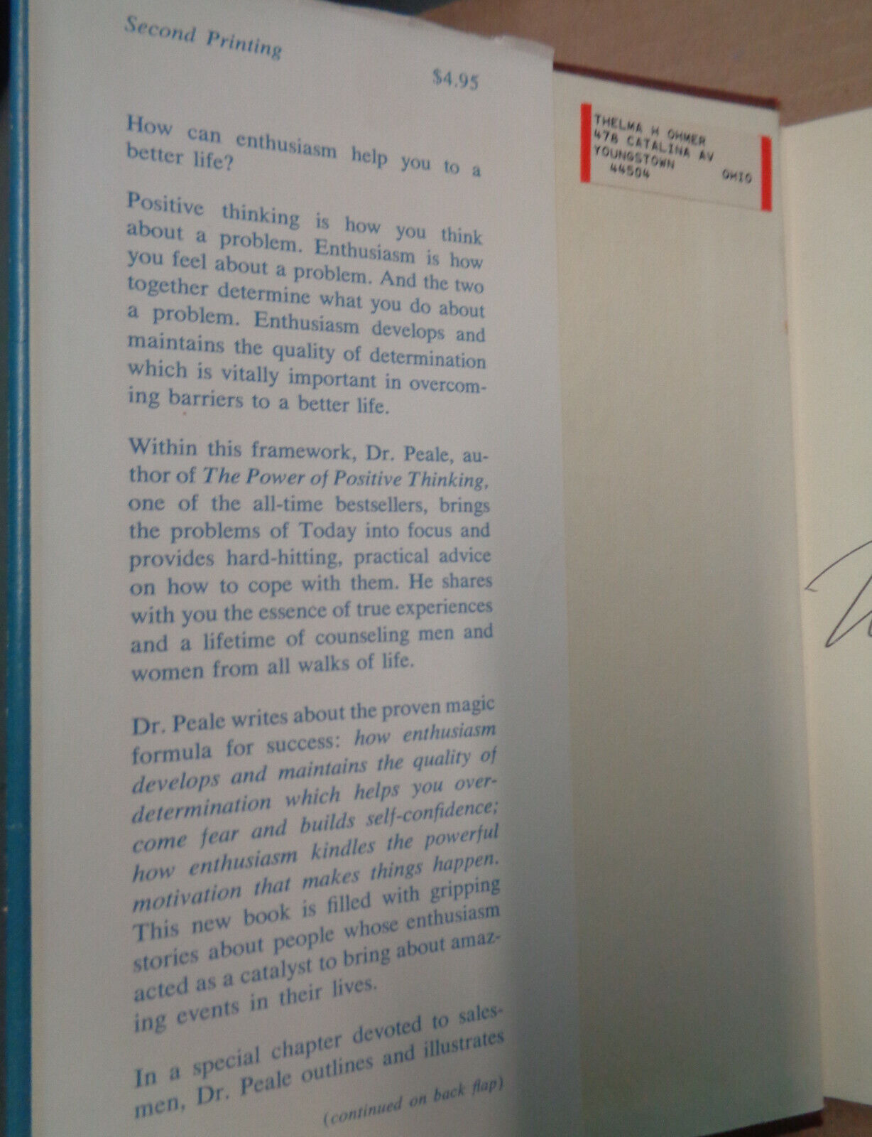 Norman Vincent Peale : Enthusiasm Makes the Difference - SIGNED 1967 HC/DJ