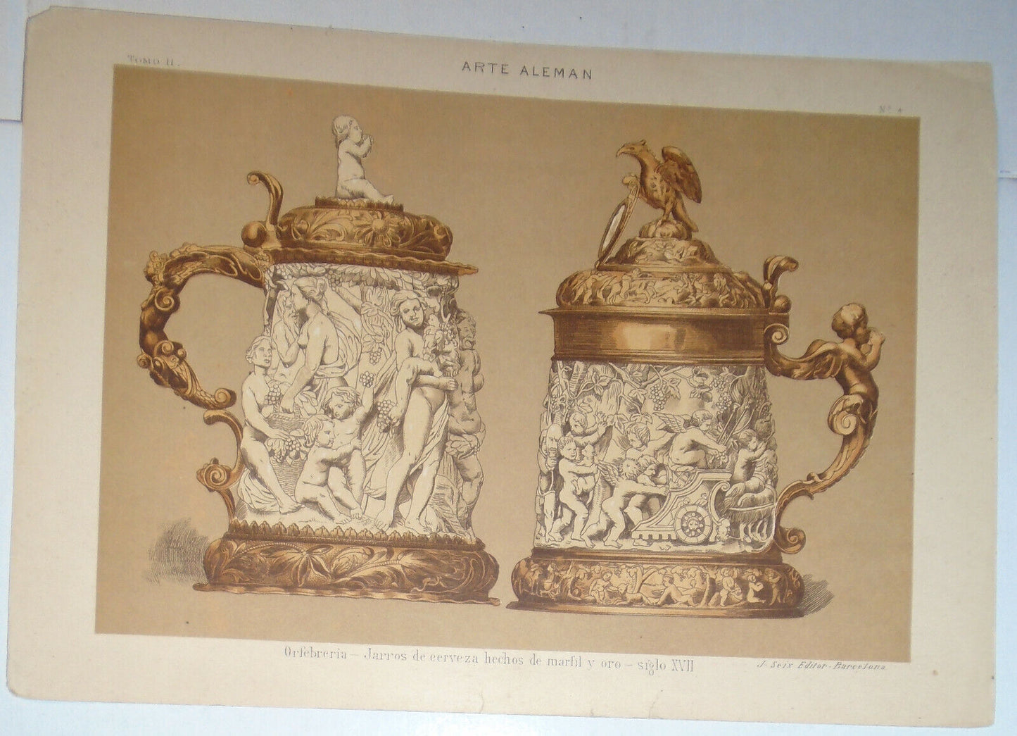 Arte Aleman - 4 lithographs lot circa 1890 by J. Seix, Barcelona.