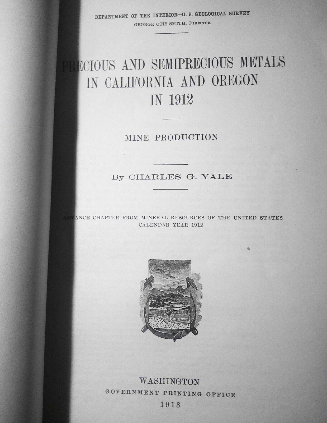 Precious and semiprecious metals in California and Oregon in 1912 : mine product