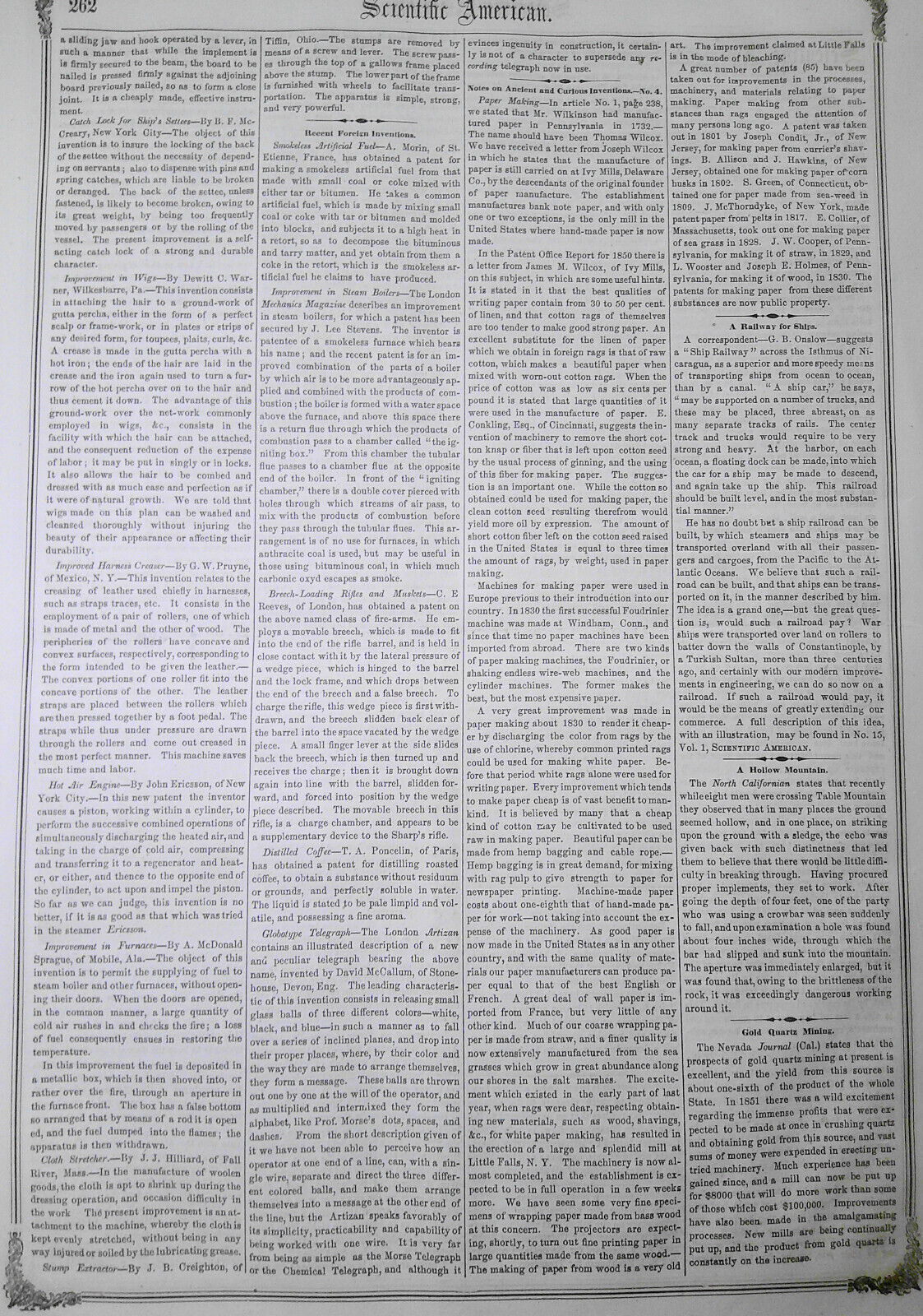 Scientific American, April 26, 1856. Steel composition; weighing scales, etc.