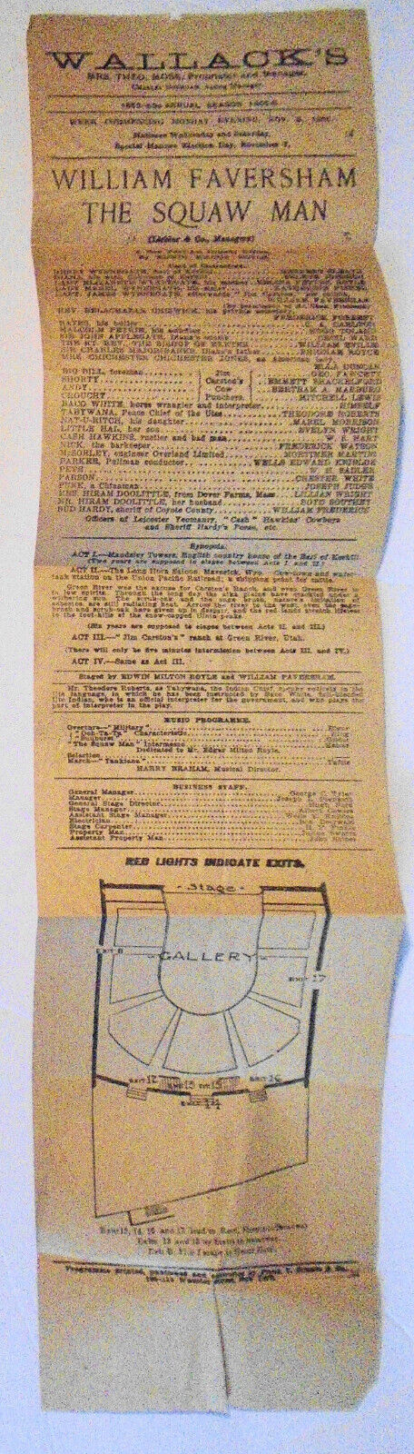 The Squaw Man - Wallack's Theatre Broadway broadside, 1905.