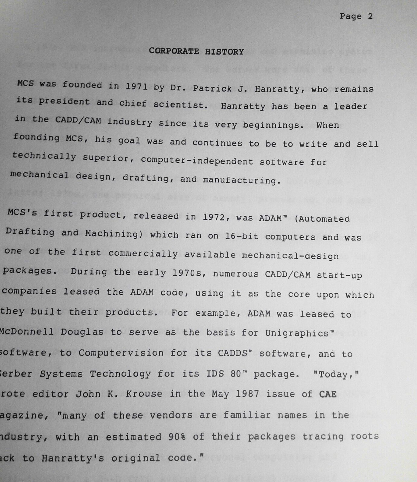 ANVIL-5000 3D CADD/CAM Software Press Kit, 1989. By MCS.