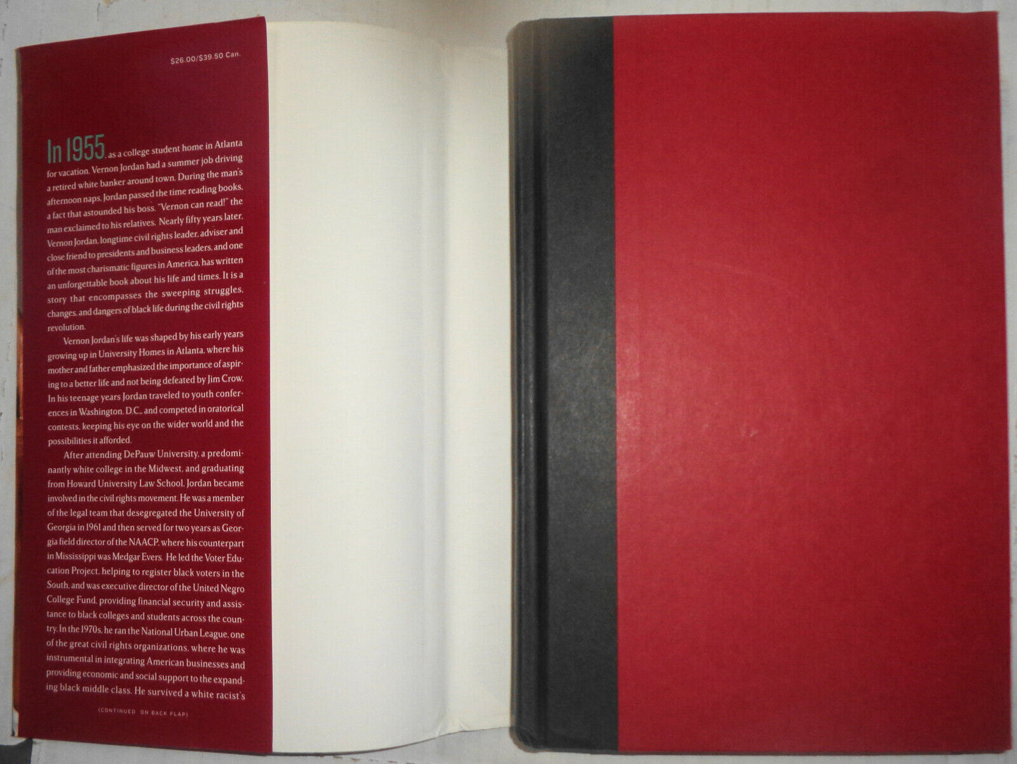 Vernon Can Read, by Vernon Jordan, Jr. SIGNED First Edition, 1st ptg Hardcover