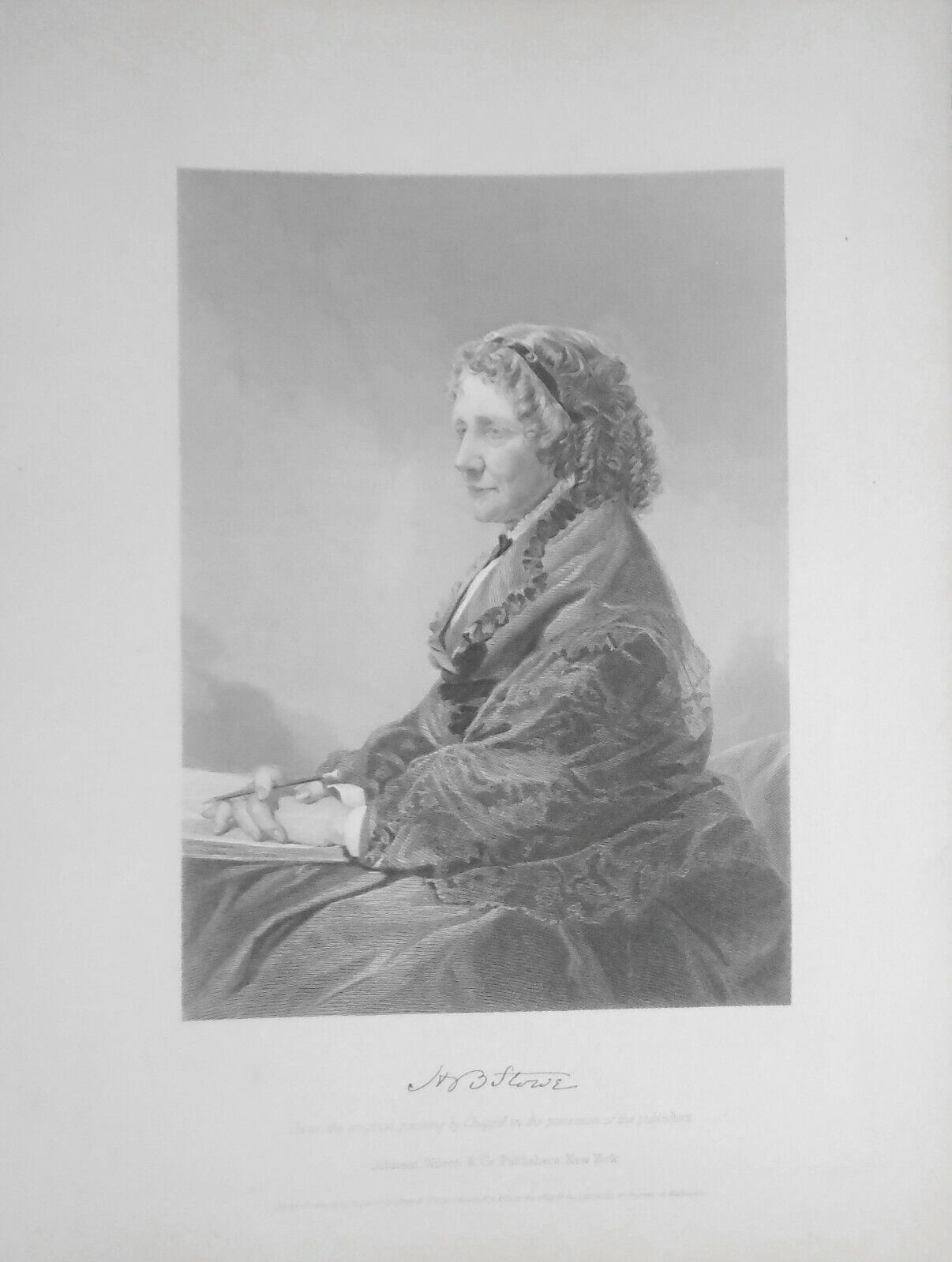 Harriet Beecher Stowe -- engraving 1873 - Duyckinck Portrait Gallery