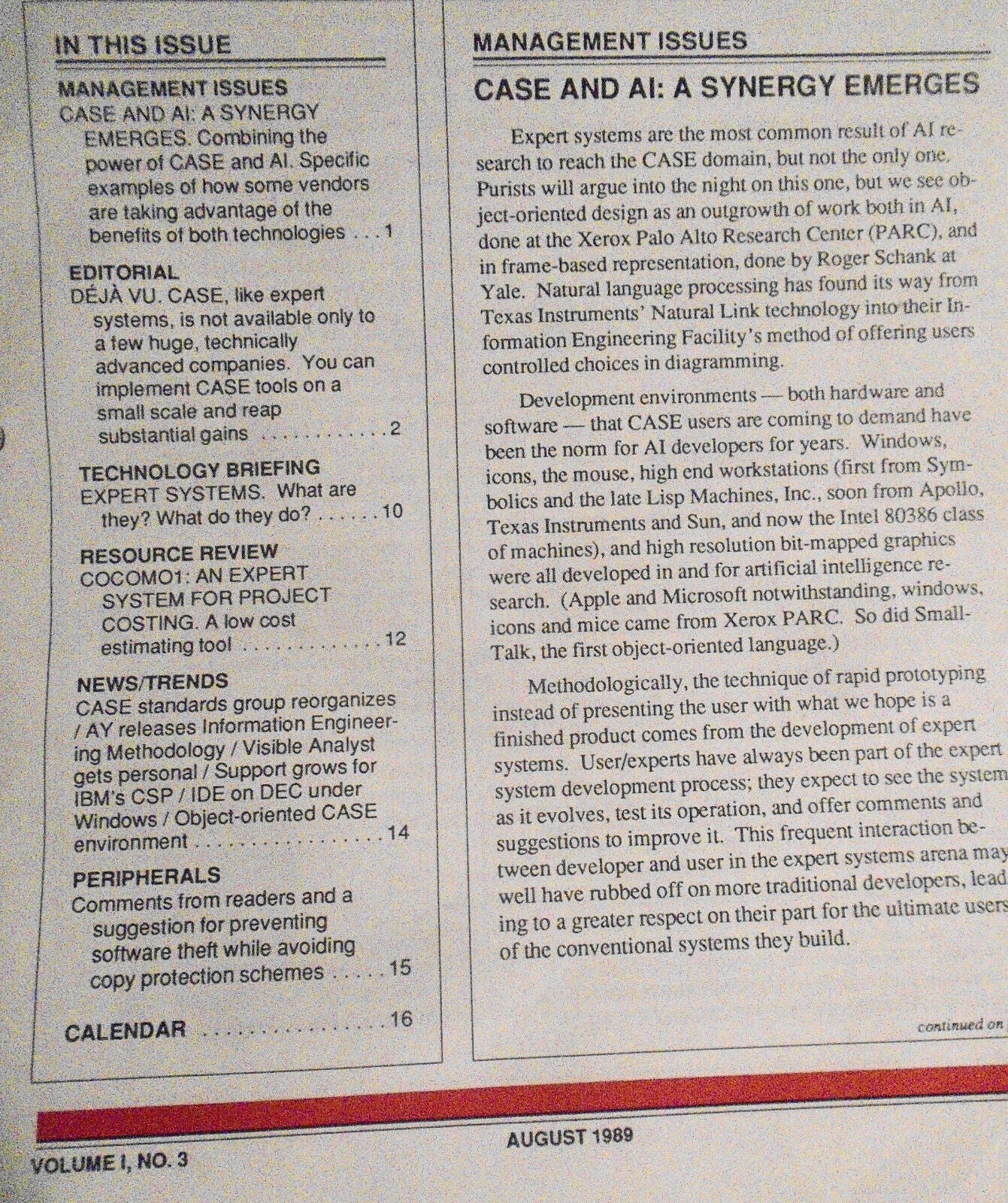 CASE Strategies, August 1989 - Newsletter on Computer Aided Systems Engineering