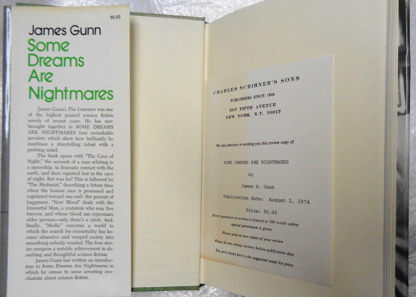 Some Dreams Are Nightmares, James Gunn 1974 Hardcover First Edition 1st printing