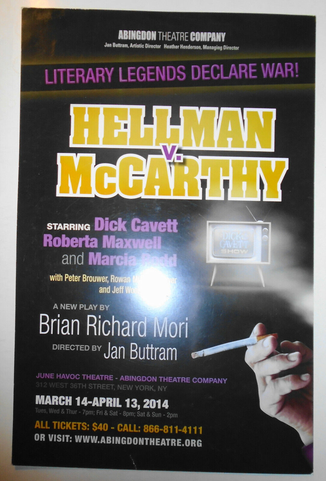 Dick Cavett in Hellman v. McCarthy : Poster for June Havoc Theatre, NYC, 2013
