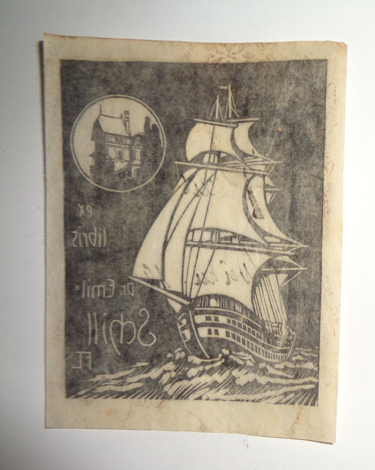 Dr. Emil Schill - Ex Libris Bookplate - Signed FL - early 1900's