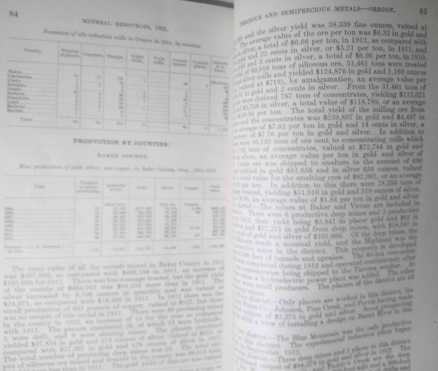 Precious and semiprecious metals in California and Oregon in 1912 : mine product