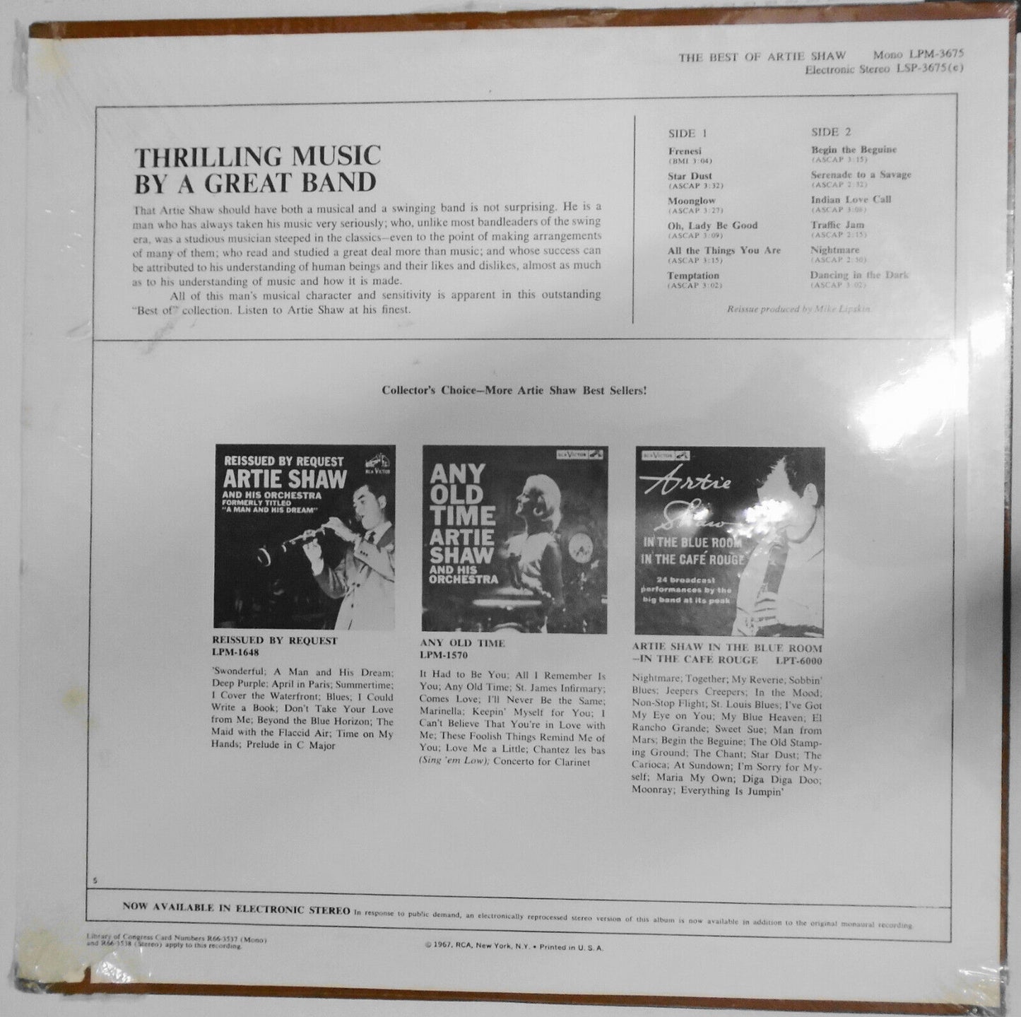 The Best Of Artie Shaw, LP ***SEALED, NEW*** - RCA Victor - LSP-3675(e) 1967