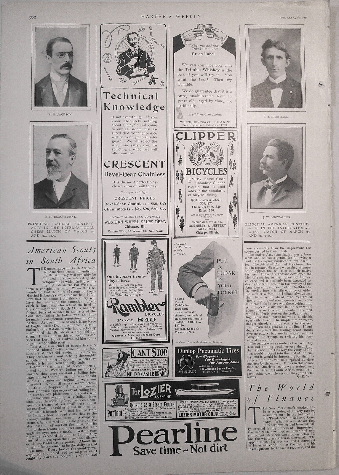 Veeder Cyclometers - full page ad in Harper's Weekly, 1900. 16x11 inches