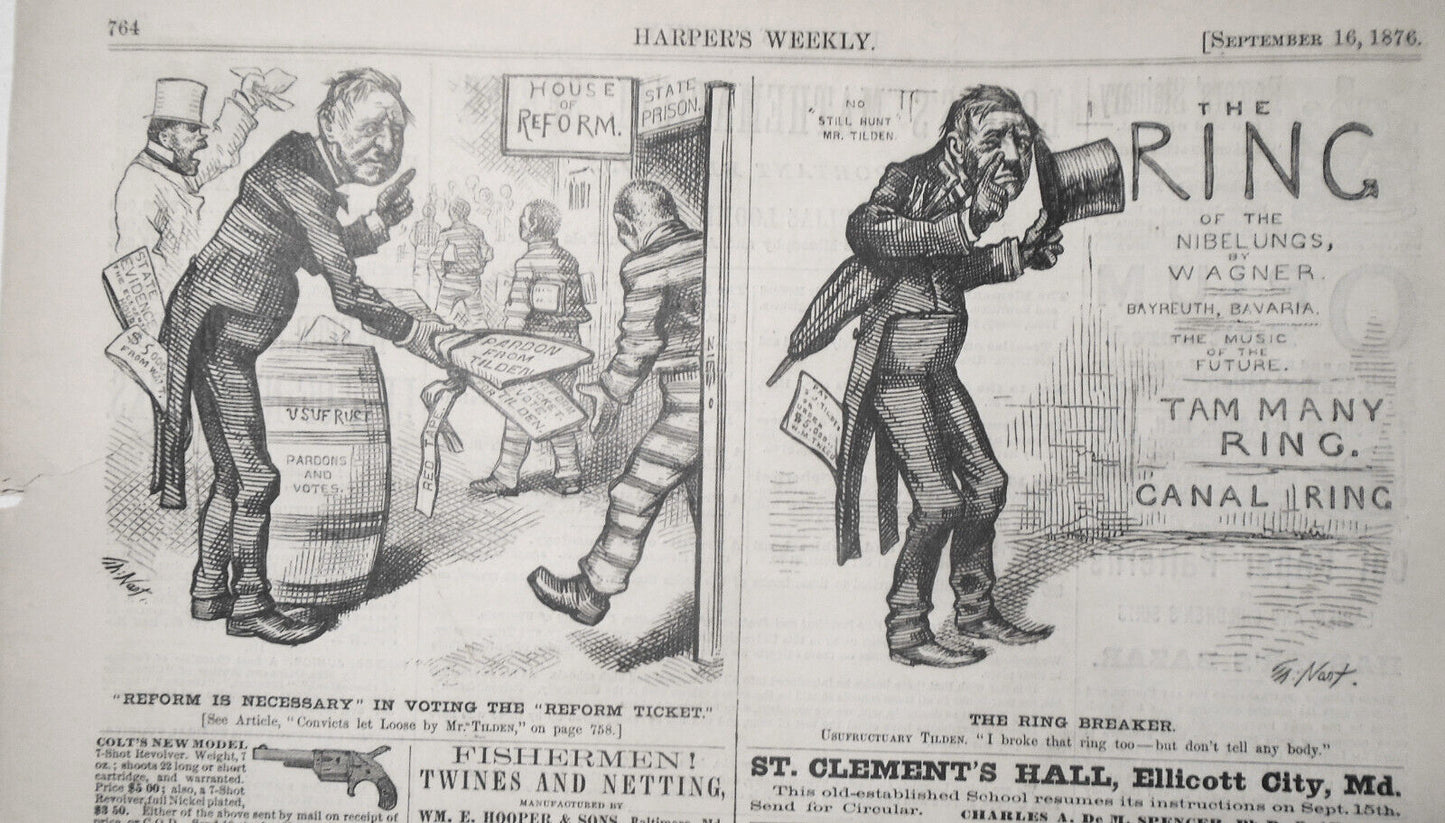 Harper's Weekly, September 16, 1876 - Original complete issue. Tweed, Tilden etc