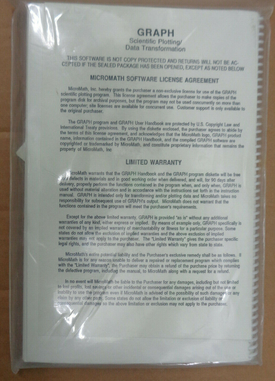 GRAPH - Scientific Plotting/Data transform by Micromath Scientific Software 1987