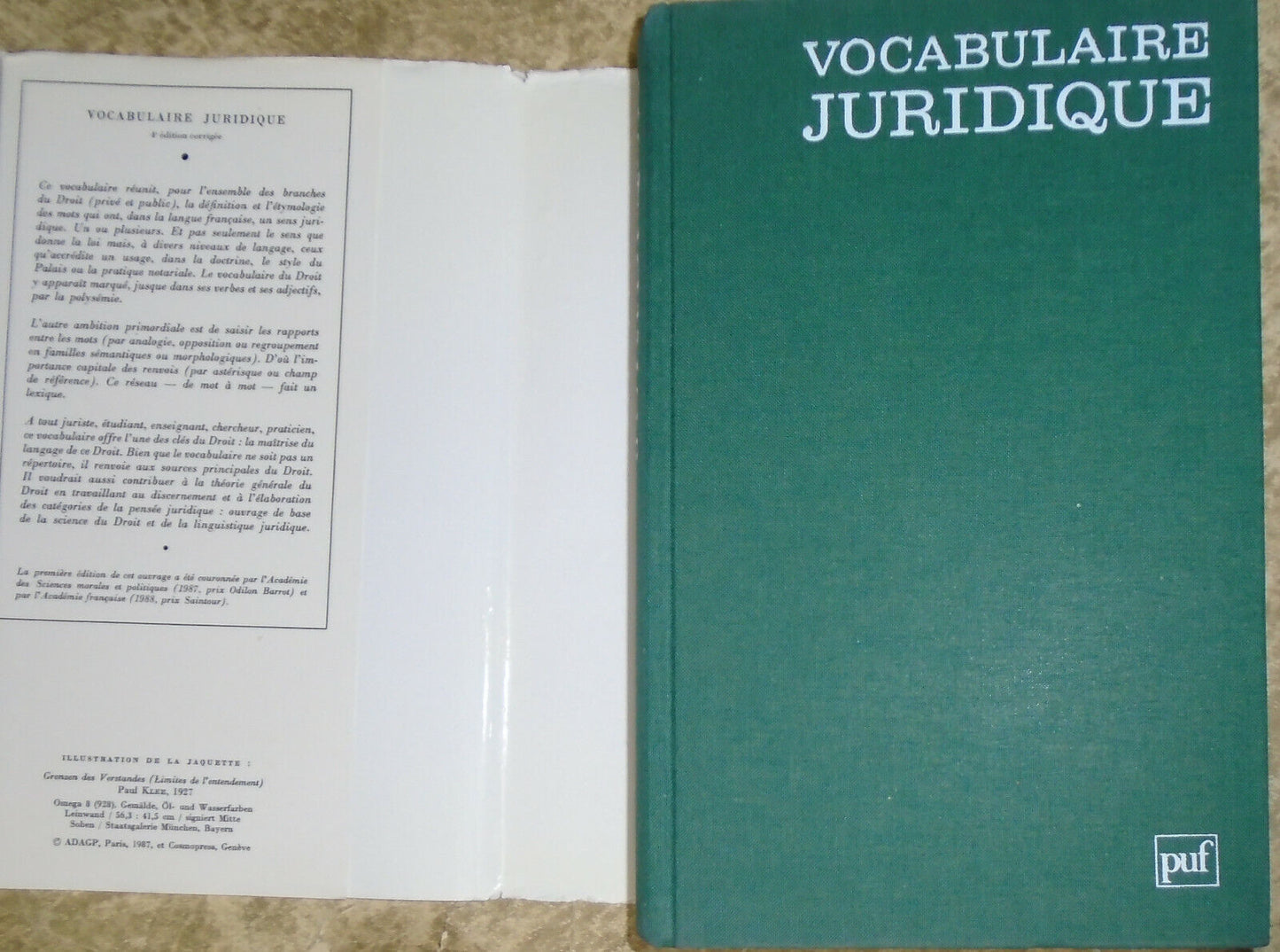 VOCABULAIRE JURIDIQUE by Gerard Cornu; Association Henri Capitant 4th ed. 1994