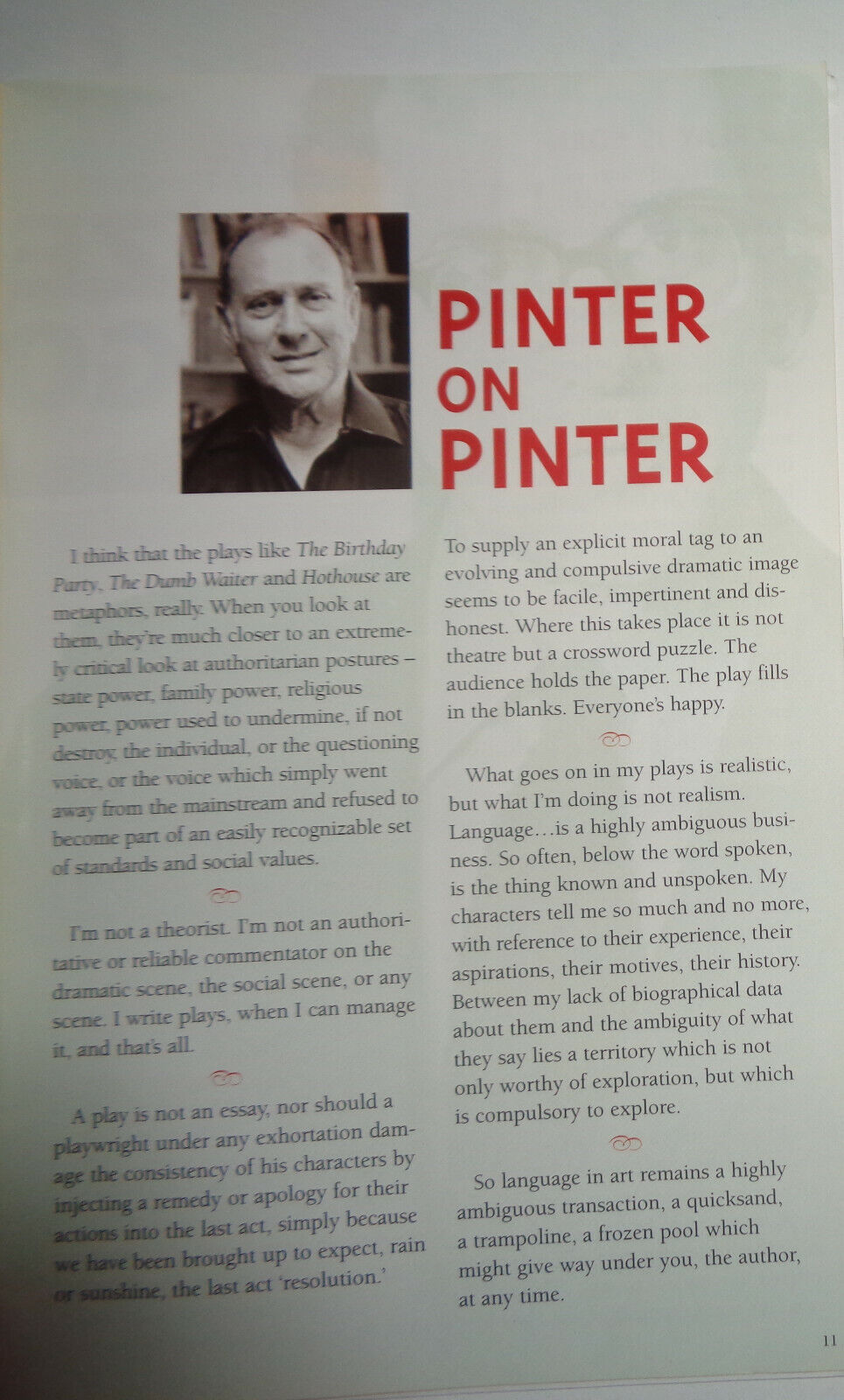 Harold Pinter THE BIRTHDAY PARTY - PROGRAM - 2006 McCarter Theatre Center, NJ