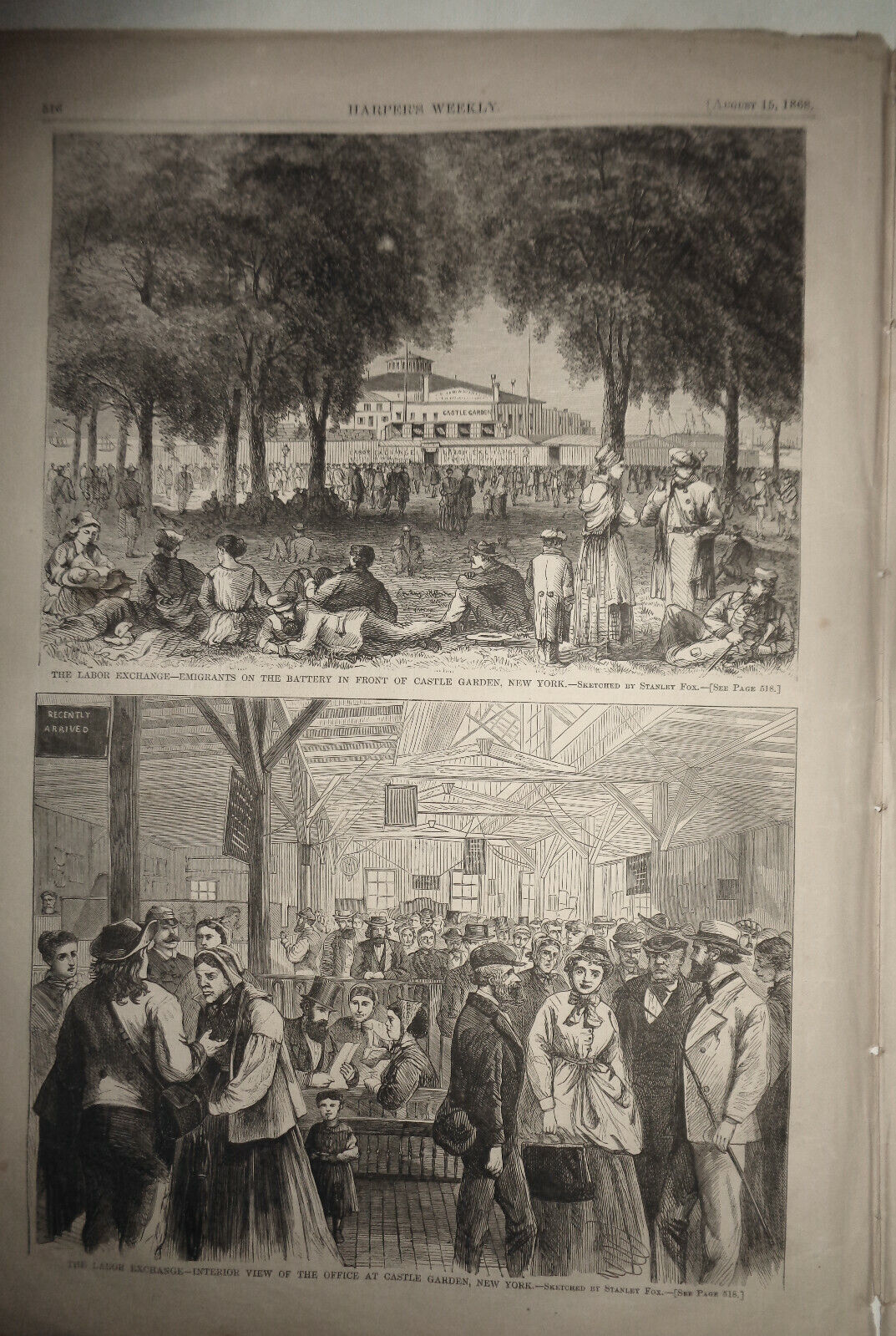 HARPER'S WEEKLY - Aug 15, 1868 original issue - Thomas Nast "Reconstruction"