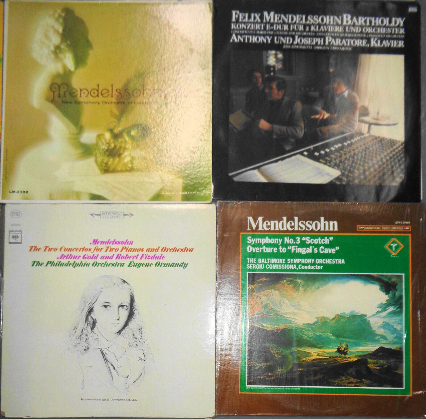 16 Mendelssohn LPs - Midsummer Night's Dream, Fine Arts Quartet, Menuhin, Raskin