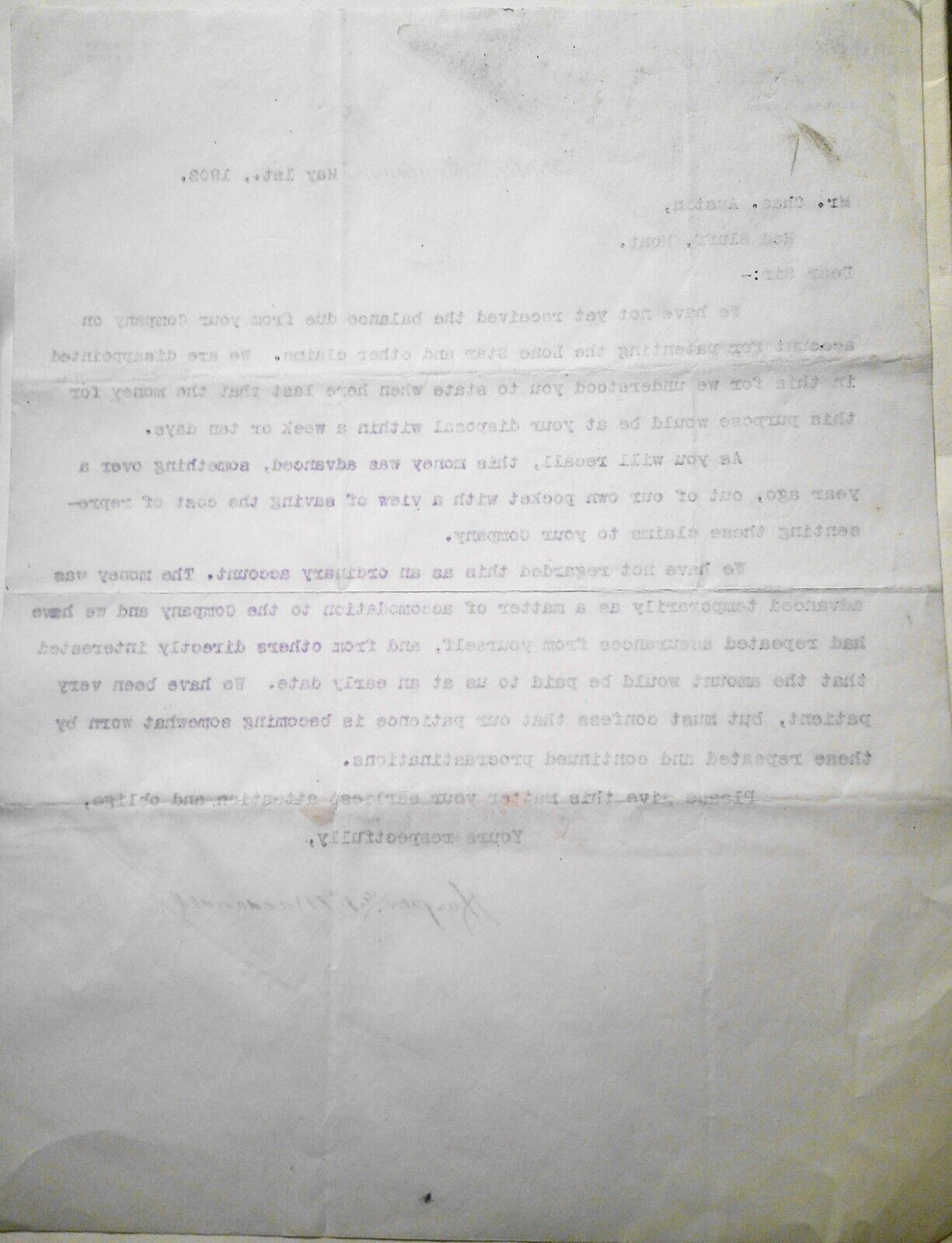 1902 Harper & MacDonald, Civil & Mining Engineers, Butte MT - Billing Letter