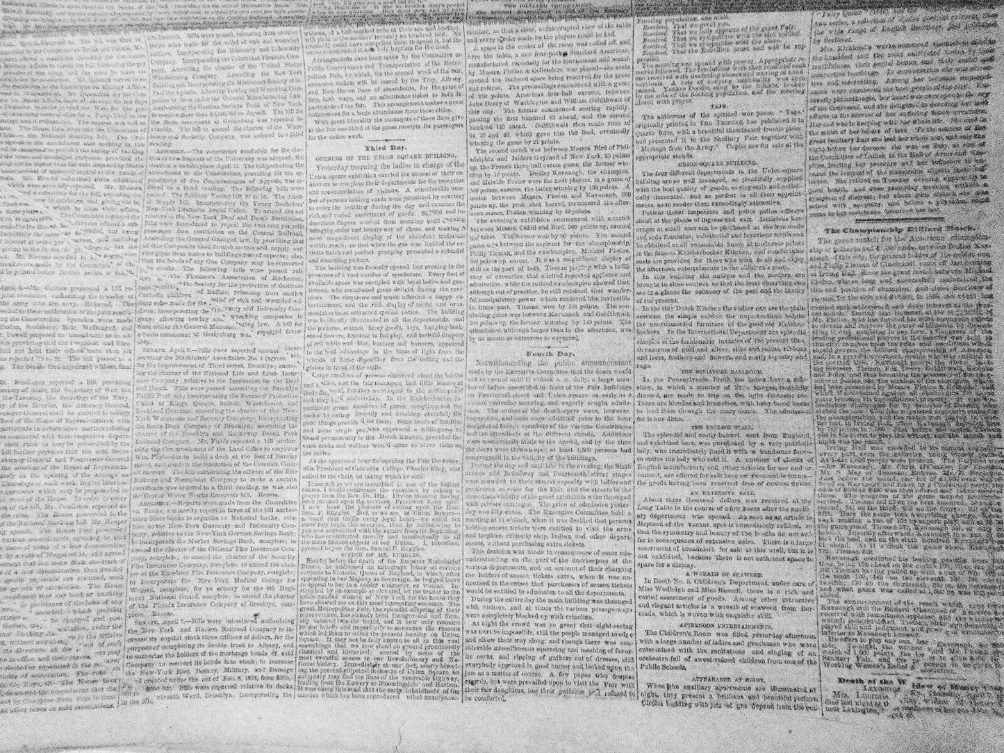 NEW YORK TRIBUNE, April 8, 1864 - Civil War; Irish on Slavery; Metropolitan Fair