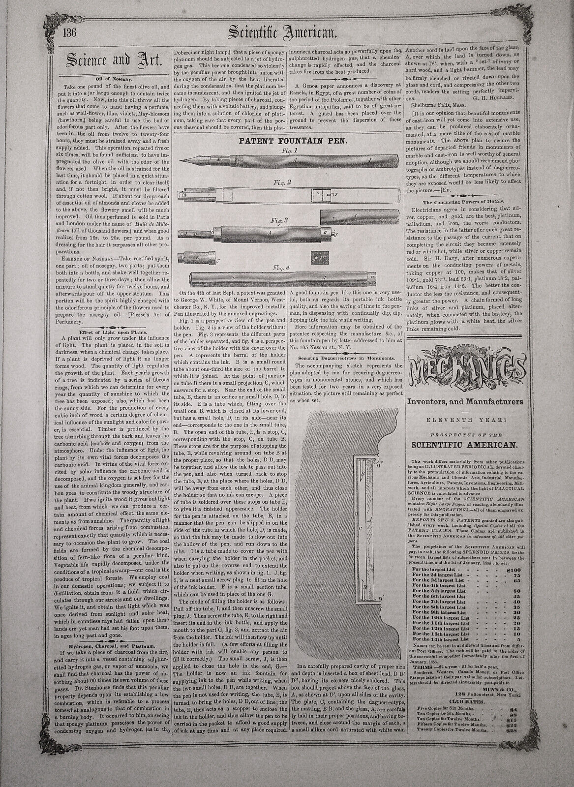 Scientific American, January 5, 1856. Arctic expedition; fountain pens; etc.