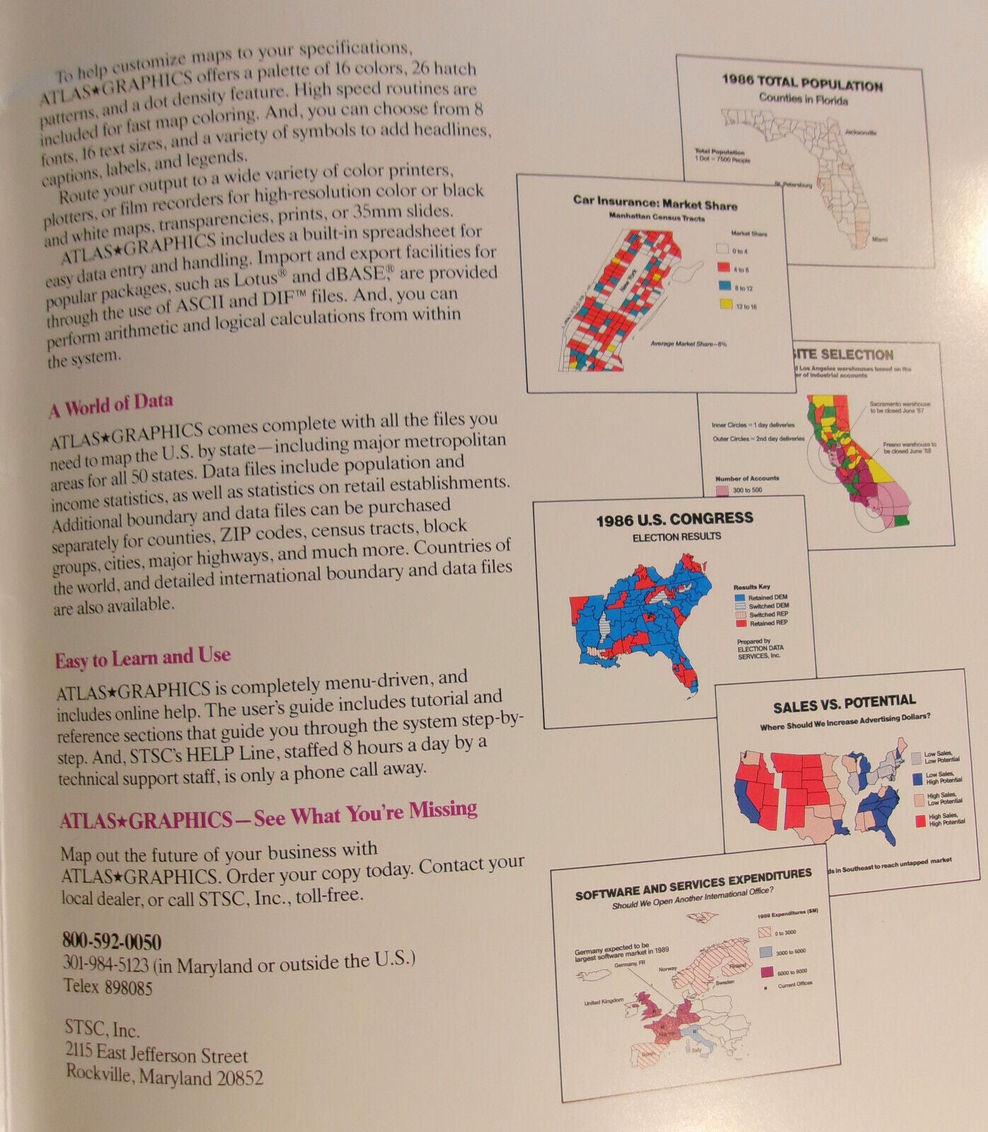 Statgraphics and Atlas*Graphics, by STSC, Inc. - Promo brochures, 1987.