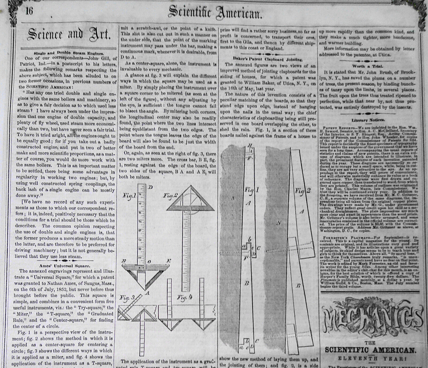 Scientific American September 22, 1855. Aluminum the new metal; origin of fires
