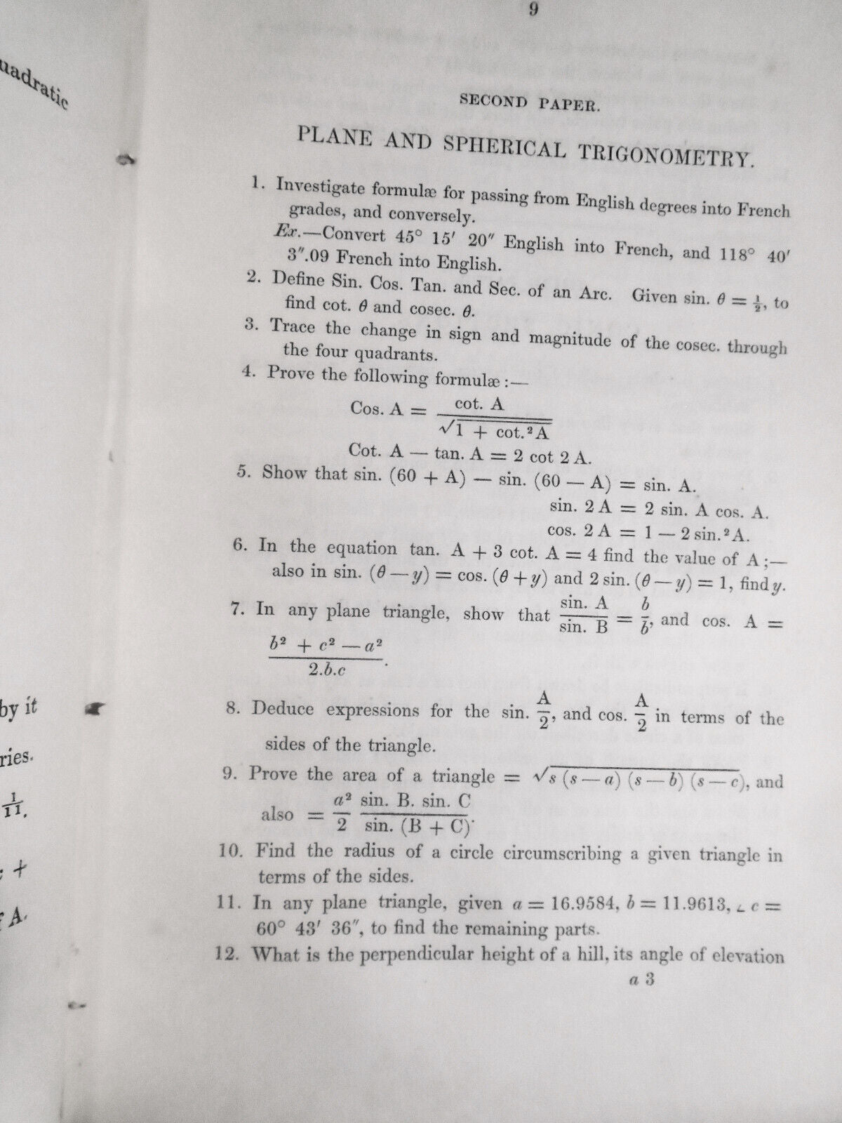 1844 Amersham School - Examination Questions and the Successful Prize Winners