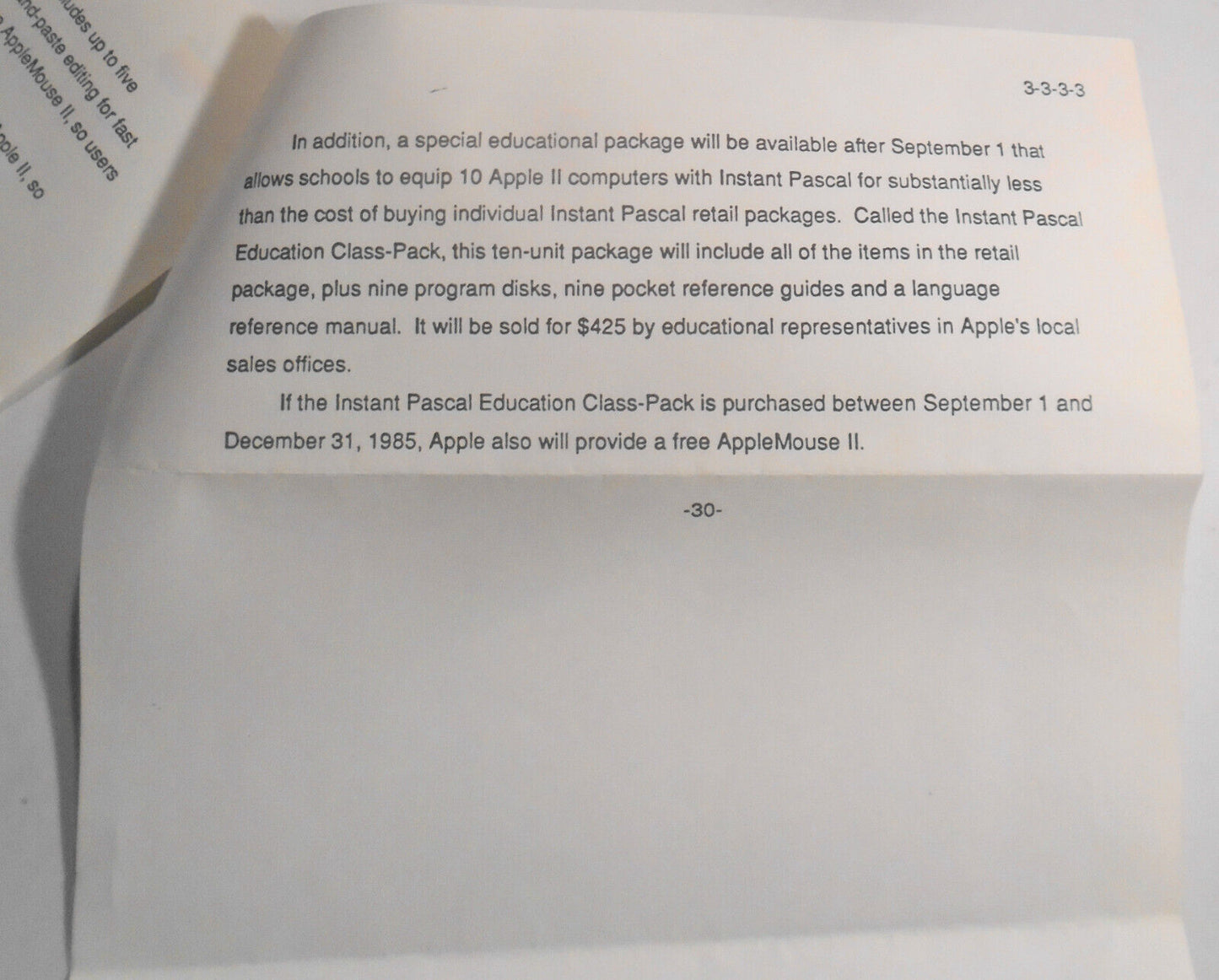 Apple announces Instant Pascal - original corporate press release, June 25, 1985