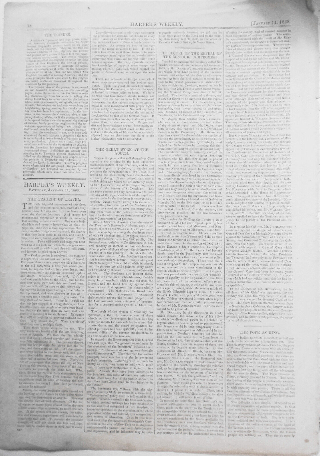 The Pioneer - Drawn by A. R. Waud - Harper's Weekly, February 22, 1868