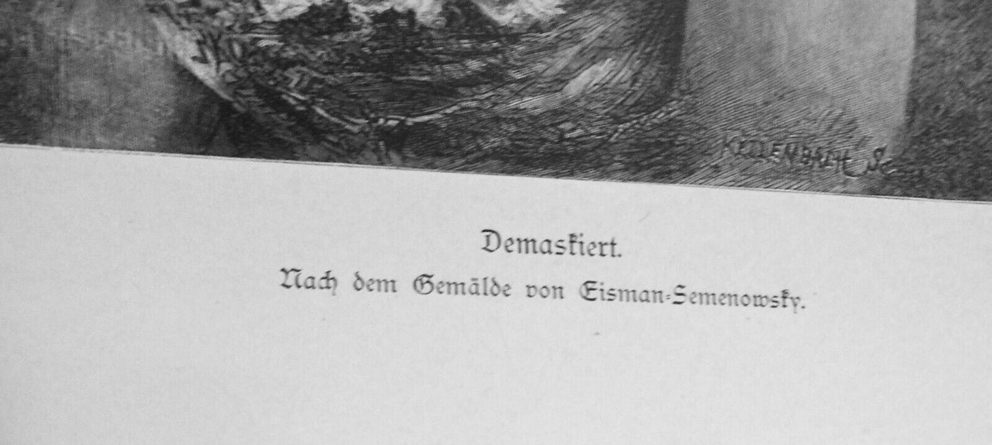 Demaskiert, von Emile Eisman-Semenowsky -- 1886 - Original antique print