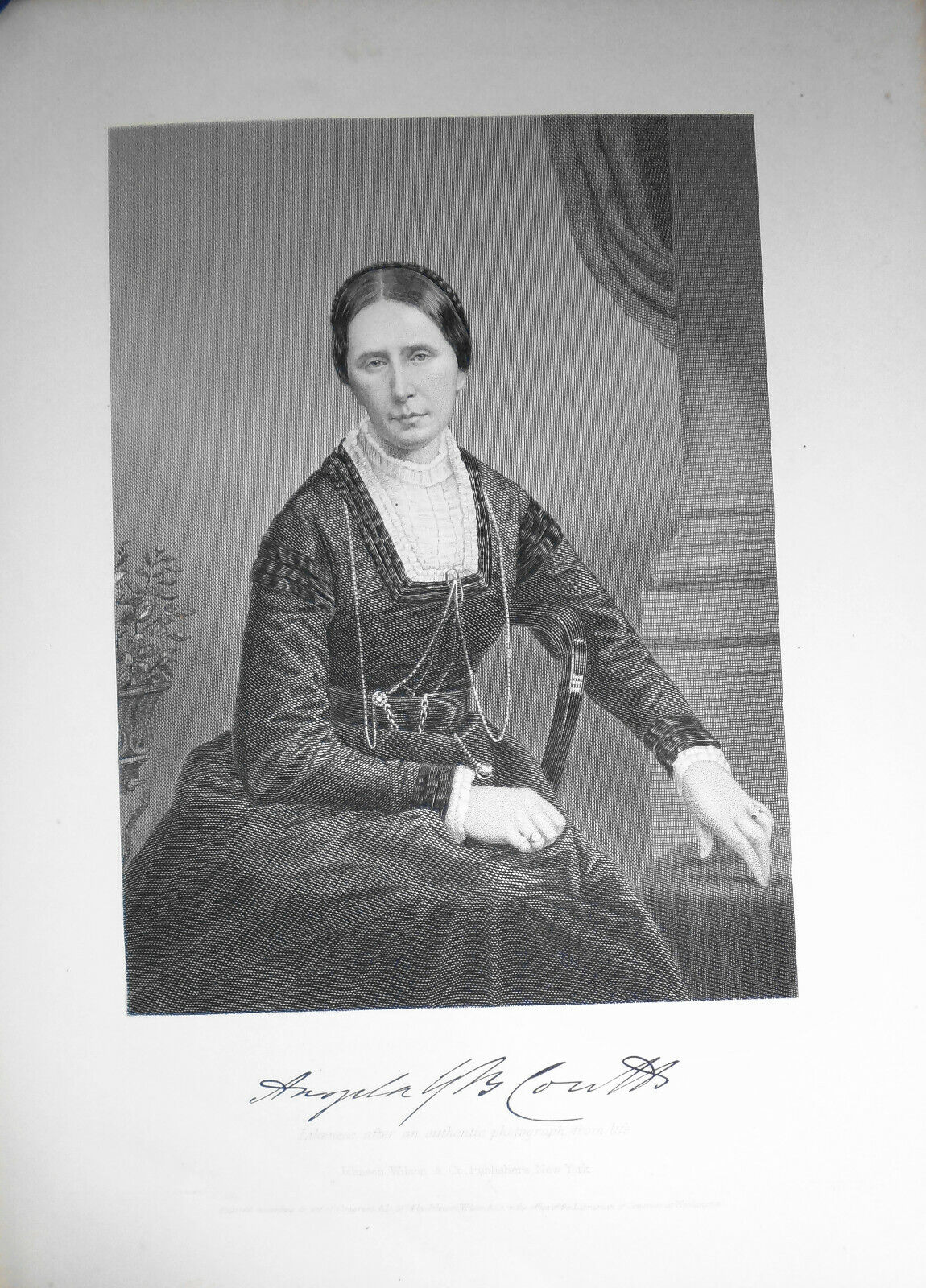 Angela Burdett-Coutts - steel engraving -1876 Duyckinck Internationale Gallerie
