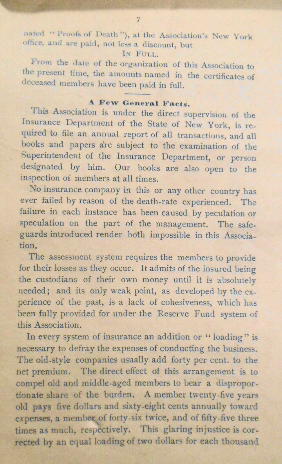 FACTS - Mutual Reserve Fund Life Association New York, 1884 Advertising circular