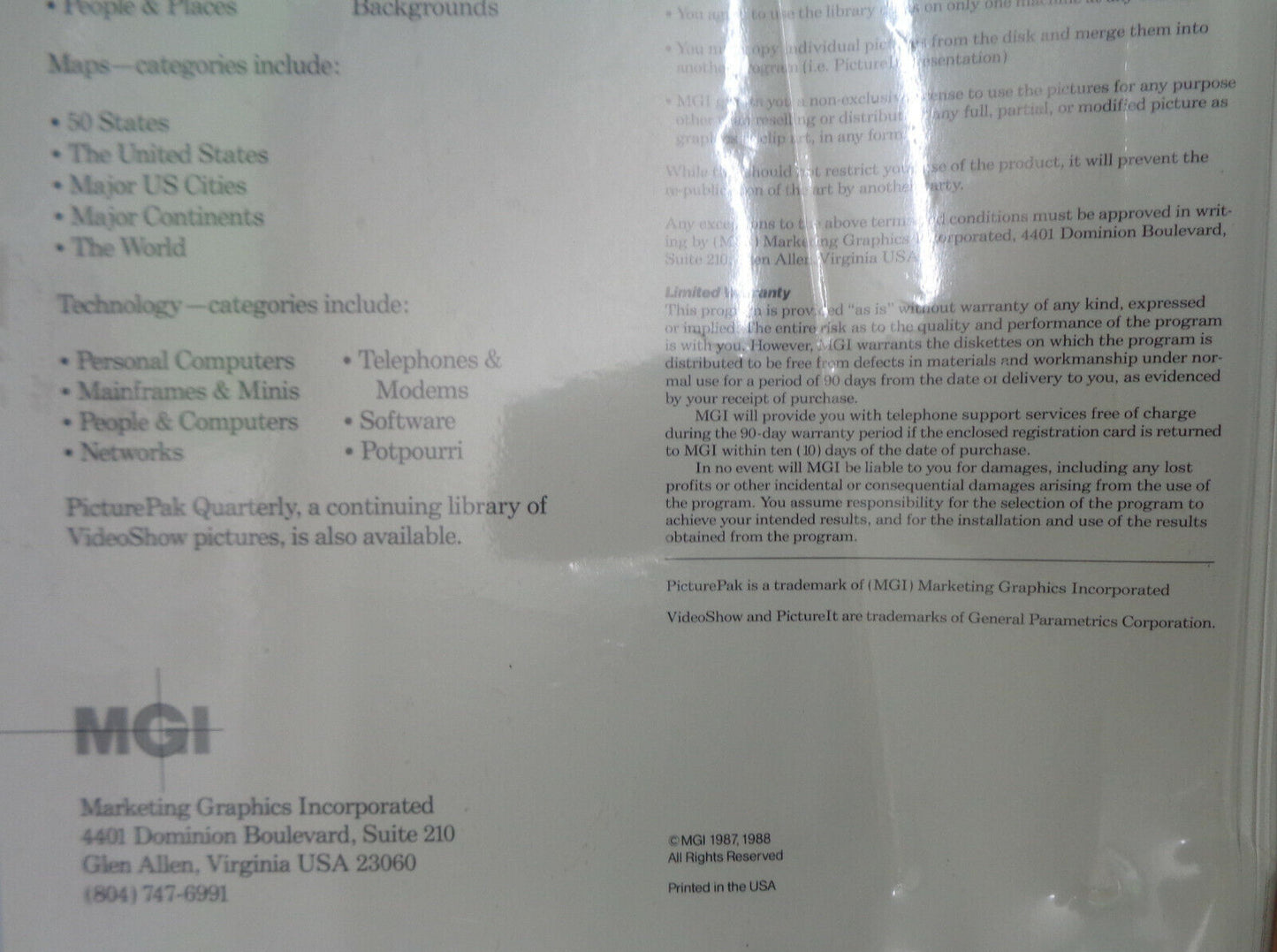 PicturePak : Maps Edition, For VideoShow, by Eye Openers. 1987 -- Unused