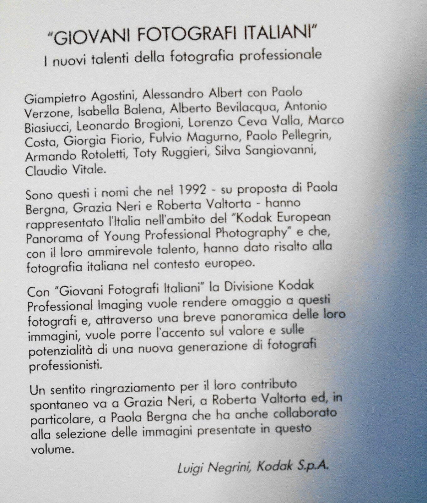 Giovani fotografi italiani - Exhibition catalogue, Milan. 1993