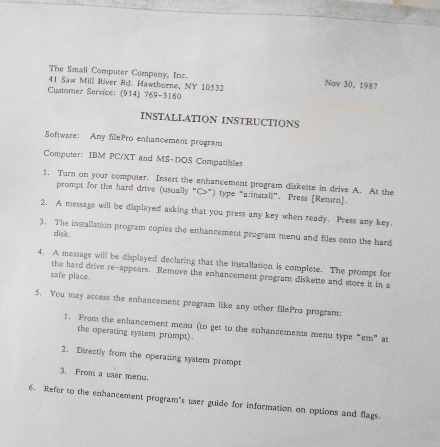 1987 fPTransfer for filePro / Profile files - User Guide & MSDOS software.